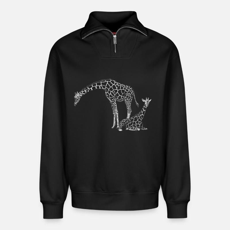 Giraffen - Relaxed Unisex Organic Half Zip Sweatshirt – von SPREAD - Schwarz