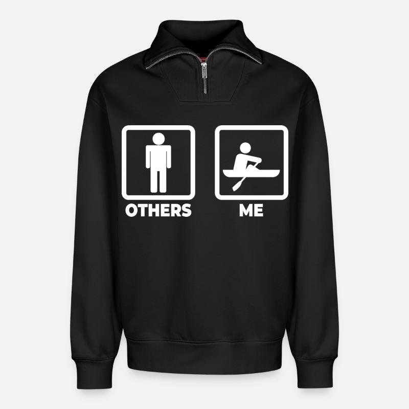 Ruderer Strichmännchen - Relaxed Unisex Organic Half Zip Sweatshirt – von SPREAD - Schwarz