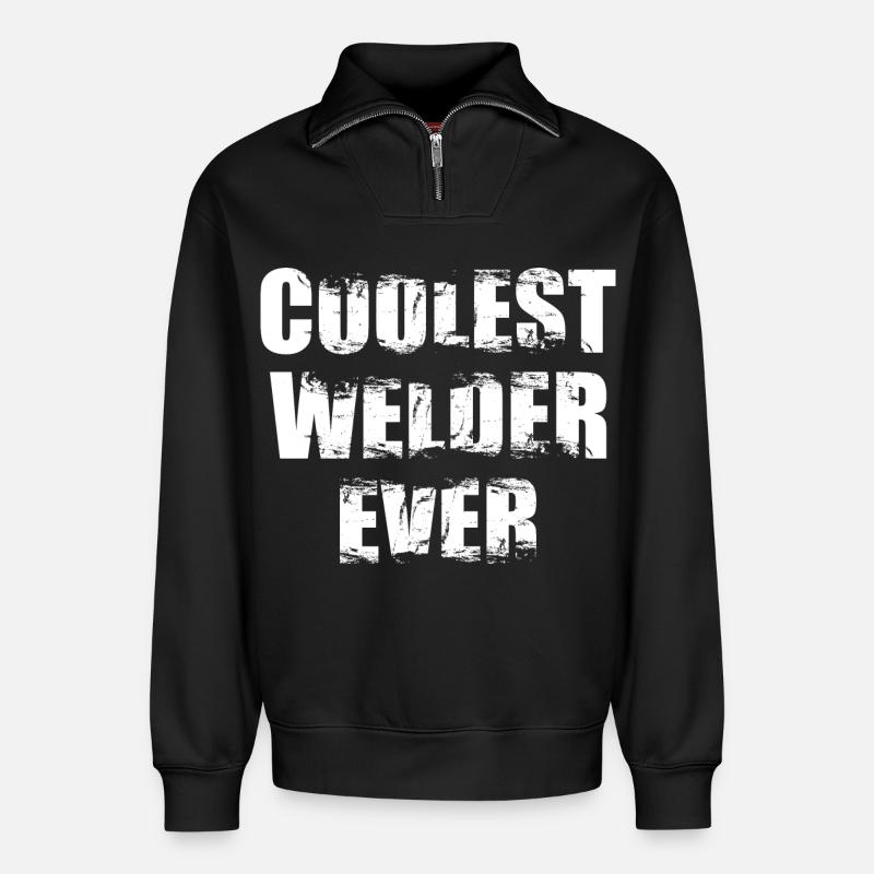 Der coolste Schweißer aller Zeiten - Relaxed Unisex Organic Half Zip Sweatshirt – von SPREAD - Schwarz