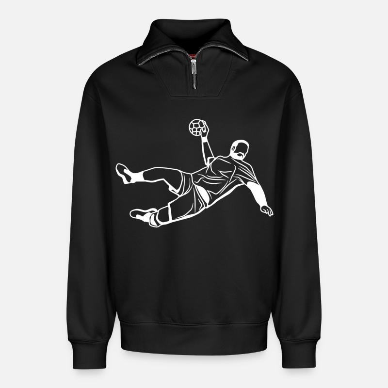 Handball Junge - Relaxed Unisex Organic Half Zip Sweatshirt – von SPREAD - Schwarz