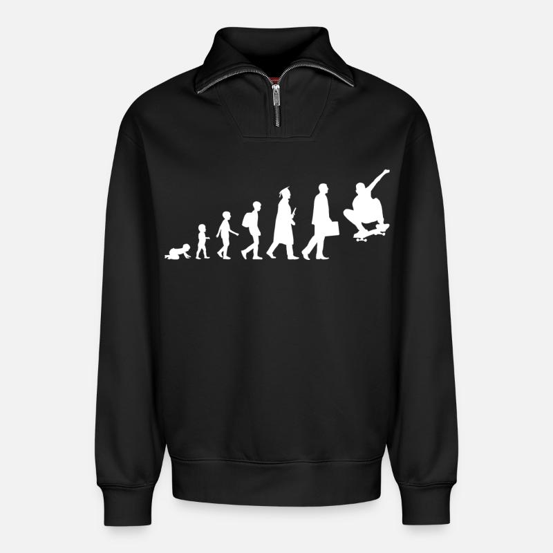 Entwicklung eines Skateboarders - Relaxed Unisex Organic Half Zip Sweatshirt – von SPREAD - Schwarz