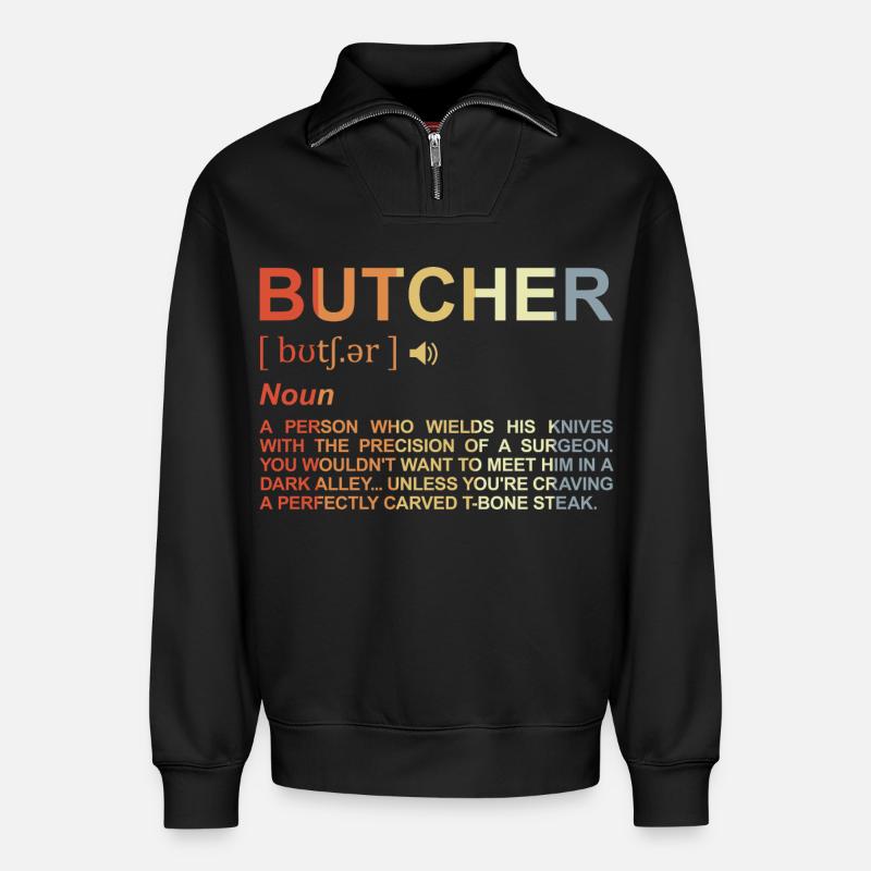 Fleischer Begriff - Relaxed Unisex Organic Half Zip Sweatshirt – von SPREAD - Schwarz