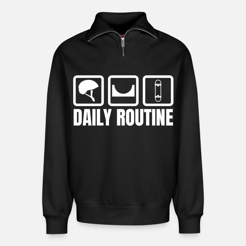 Skater Routine - Relaxed Unisex Organic Half Zip Sweatshirt – von SPREAD - Schwarz