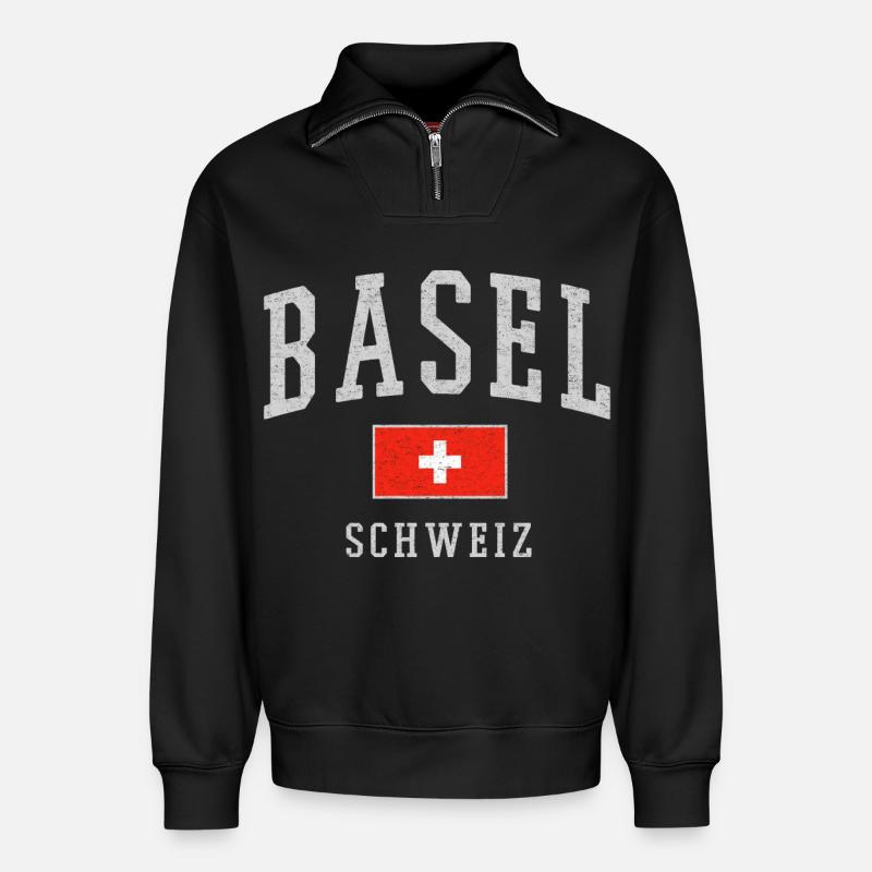 Bâle - Sweat unisexe décontracté en coton biologique à demi-zip – de SPREAD - noir
