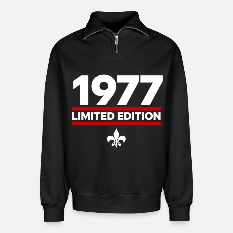 1977 Limited Edition - Relaxed Unisex Organic Half Zip Sweatshirt – von SPREAD - Schwarz