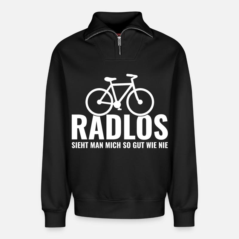 Fahrrad - Relaxed Unisex Organic Half Zip Sweatshirt – von SPREAD - Schwarz
