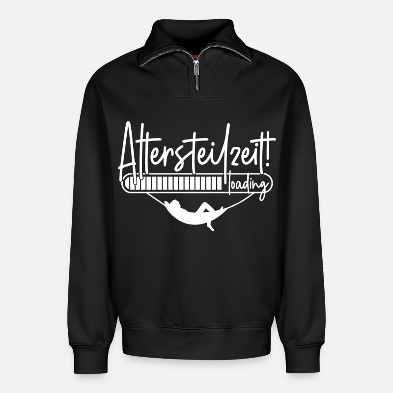 Altersteilzeit loading Ladebalken Hängematte ATZ - Relaxed Unisex Organic Half Zip Sweatshirt – von SPREAD - Schwarz
