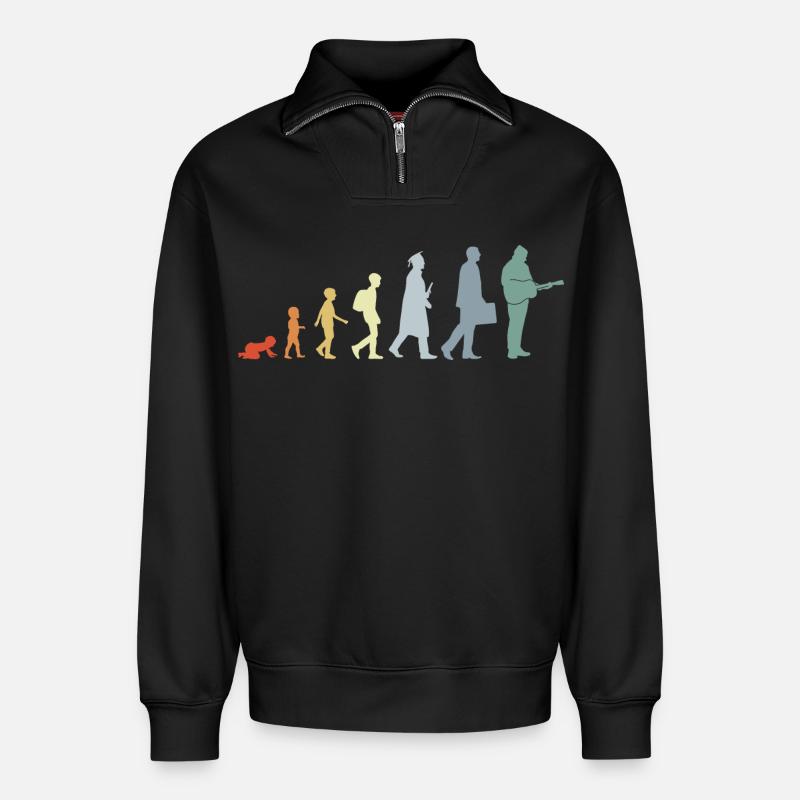 Gitarrist Evolution - Relaxed Unisex Organic Half Zip Sweatshirt – von SPREAD - Schwarz