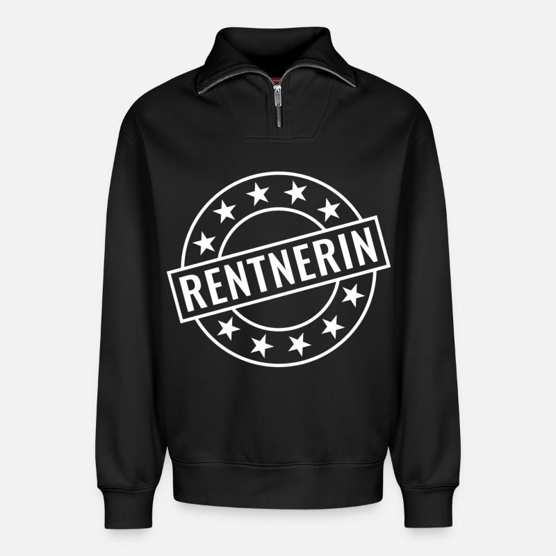 Rentnerin - Relaxed Unisex Organic Half Zip Sweatshirt – von SPREAD - Schwarz