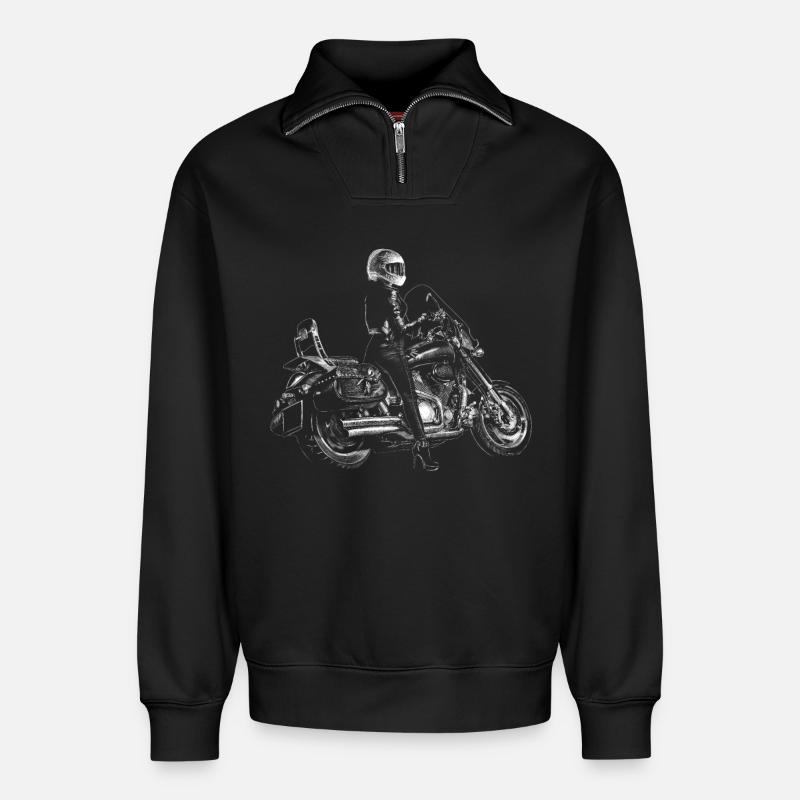 Chopper - Relaxed Unisex Organic Half Zip Sweatshirt – von SPREAD - Schwarz