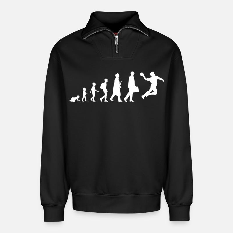 Evolution Handball - Sweat unisexe décontracté en coton biologique à demi-zip – de SPREAD - noir