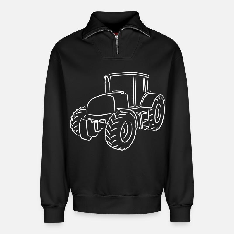 Tractor Sketch - Relaxed Unisex Organic Half Zip Sweatshirt – by SPREAD - black