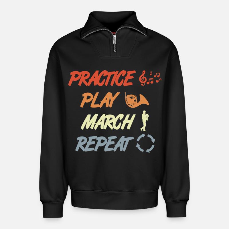 Waldhorn Motivation - Relaxed Unisex Organic Half Zip Sweatshirt – von SPREAD - Schwarz