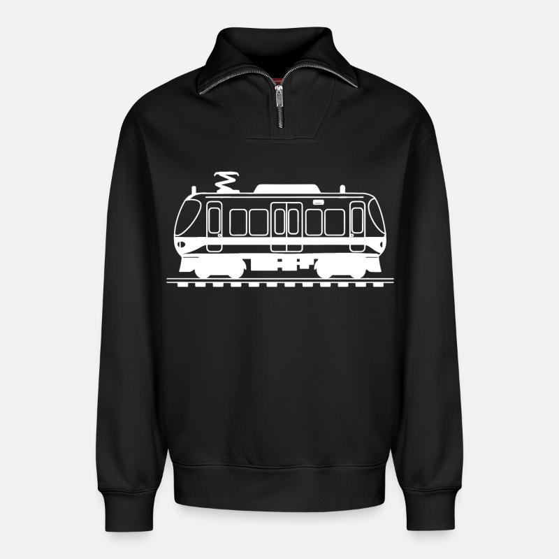 Railway Drawing - Relaxed Unisex Organic Half Zip Sweatshirt – by SPREAD - black