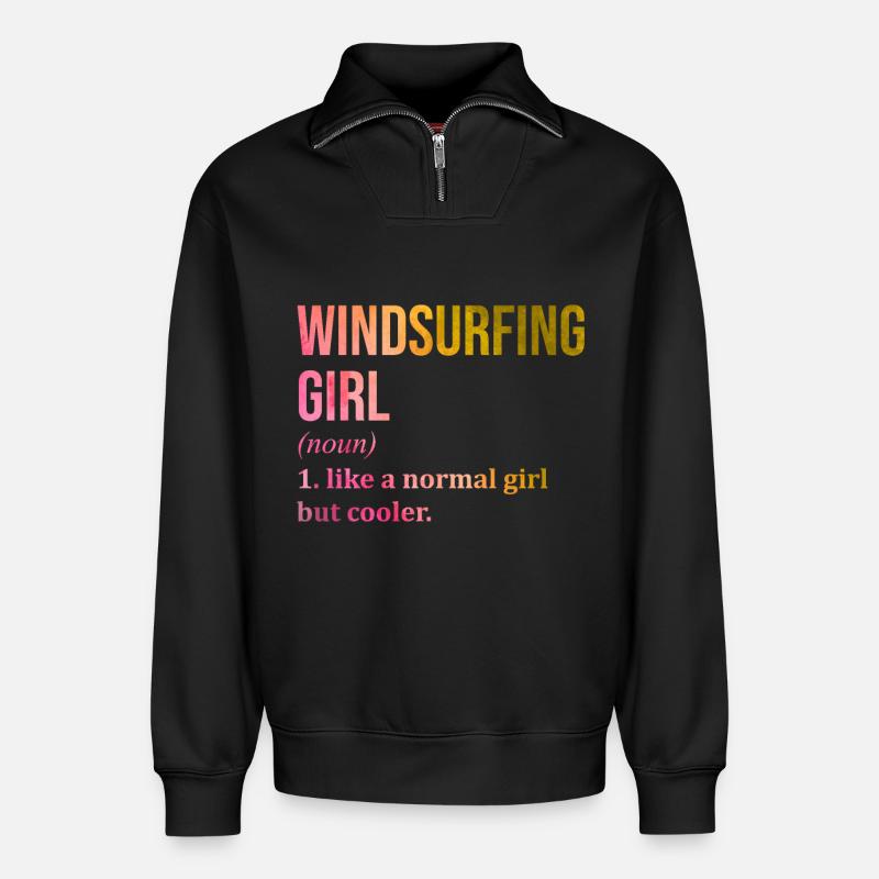 Windsurfen - Relaxed Unisex Organic Half Zip Sweatshirt – von SPREAD - Schwarz