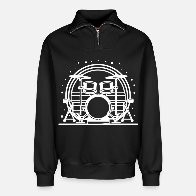 Percussion - Sweat unisexe décontracté en coton biologique à demi-zip – de SPREAD - noir