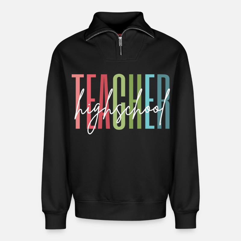 Highschool Lehrer Schule Geschenk - Relaxed Unisex Organic Half Zip Sweatshirt – von SPREAD - Schwarz