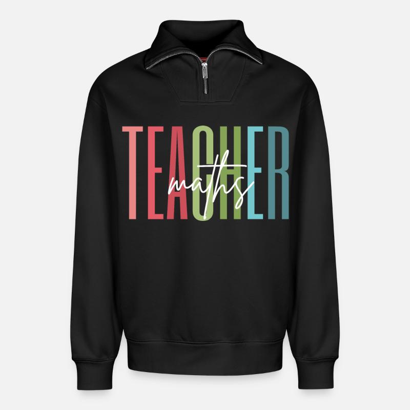 Math Teacher Math Teacher Gift - Relaxed Unisex Organic Half Zip Sweatshirt – by SPREAD - black