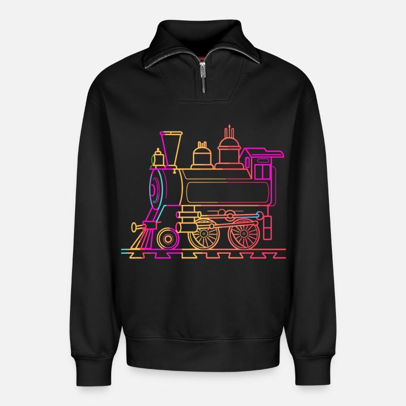 Railroad Comic - Relaxed Unisex Organic Half Zip Sweatshirt – by SPREAD - black