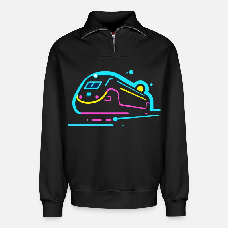 Train Comic Look - Relaxed Unisex Organic Half Zip Sweatshirt – by SPREAD - black