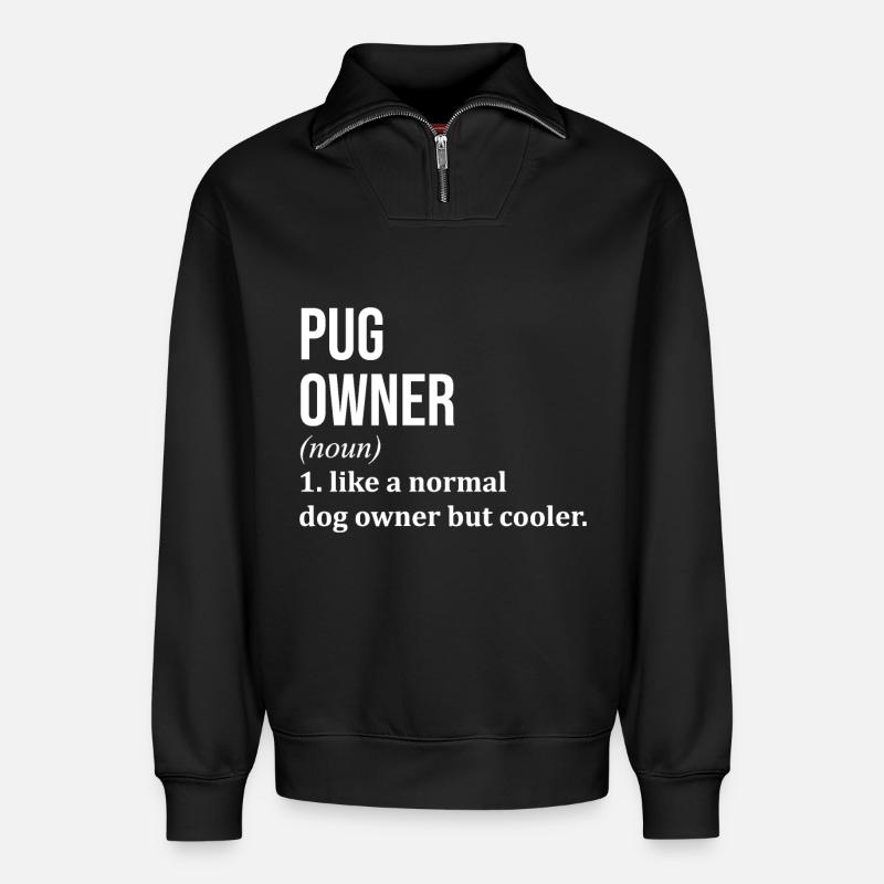Mops Mops Mops - Relaxed Unisex Organic Half Zip Sweatshirt – von SPREAD - Schwarz