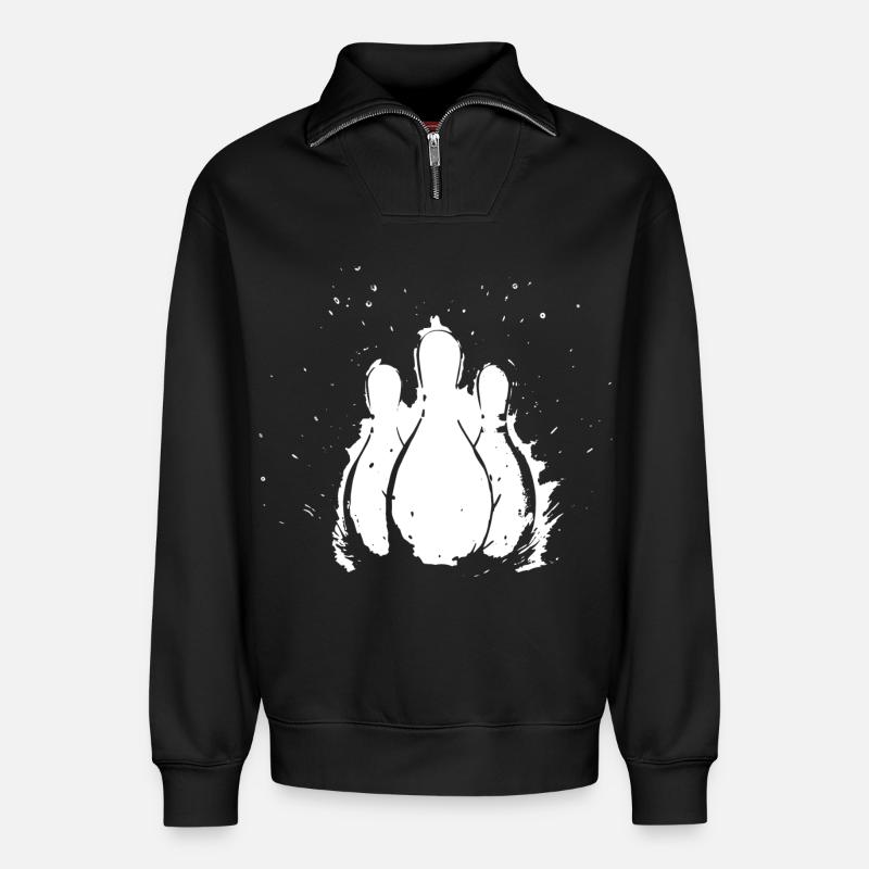 Bowling - Relaxed Unisex Organic Half Zip Sweatshirt – von SPREAD - Schwarz