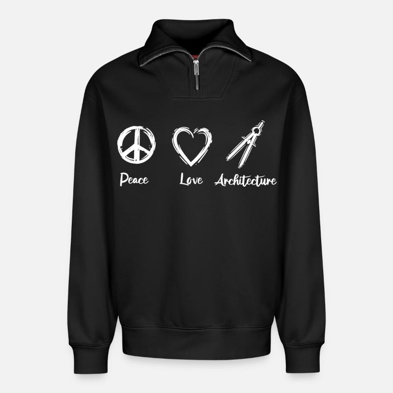 J’adore l’architecture - Sweat unisexe décontracté en coton biologique à demi-zip – de SPREAD - noir