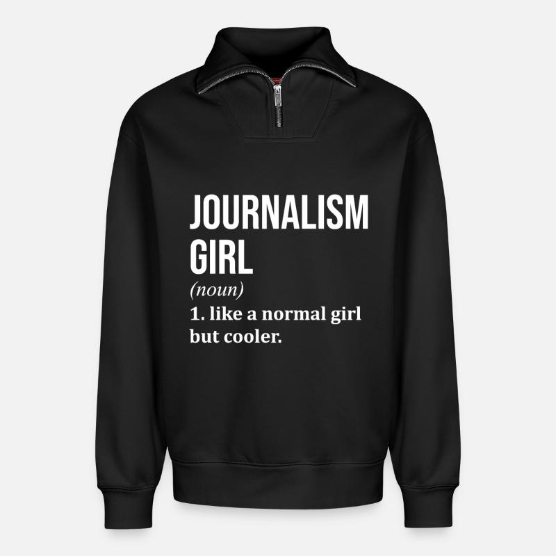 Journalist - Relaxed Unisex Organic Half Zip Sweatshirt – von SPREAD - Schwarz