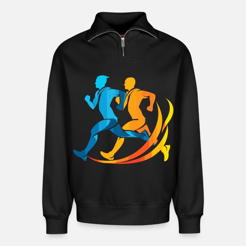 Jogger Comic Look - Relaxed Unisex Organic Half Zip Sweatshirt – von SPREAD - Schwarz