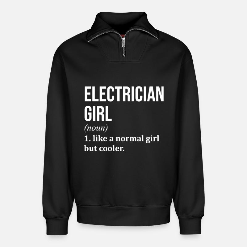 Elektriker - Relaxed Unisex Organic Half Zip Sweatshirt – von SPREAD - Schwarz