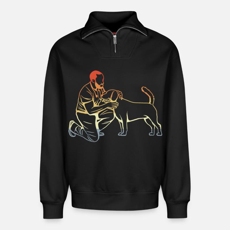 Tierarzt - Relaxed Unisex Organic Half Zip Sweatshirt – von SPREAD - Schwarz