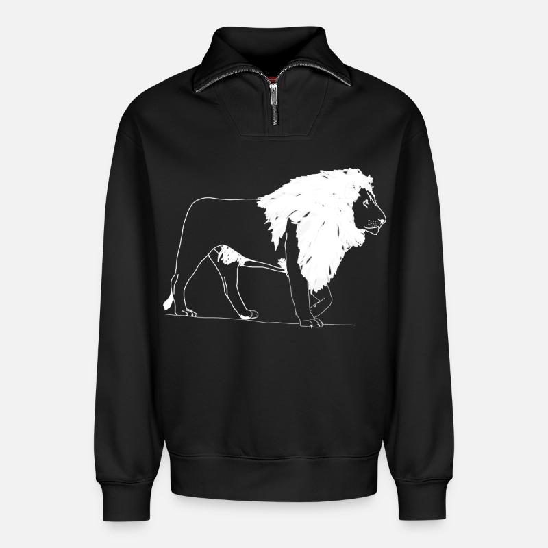 Löwe - Relaxed Unisex Organic Half Zip Sweatshirt – von SPREAD - Schwarz