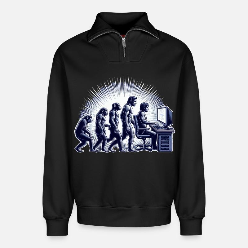 GAMING EVOLUTION - Relaxed Unisex Organic Half Zip Sweatshirt – by SPREAD - black