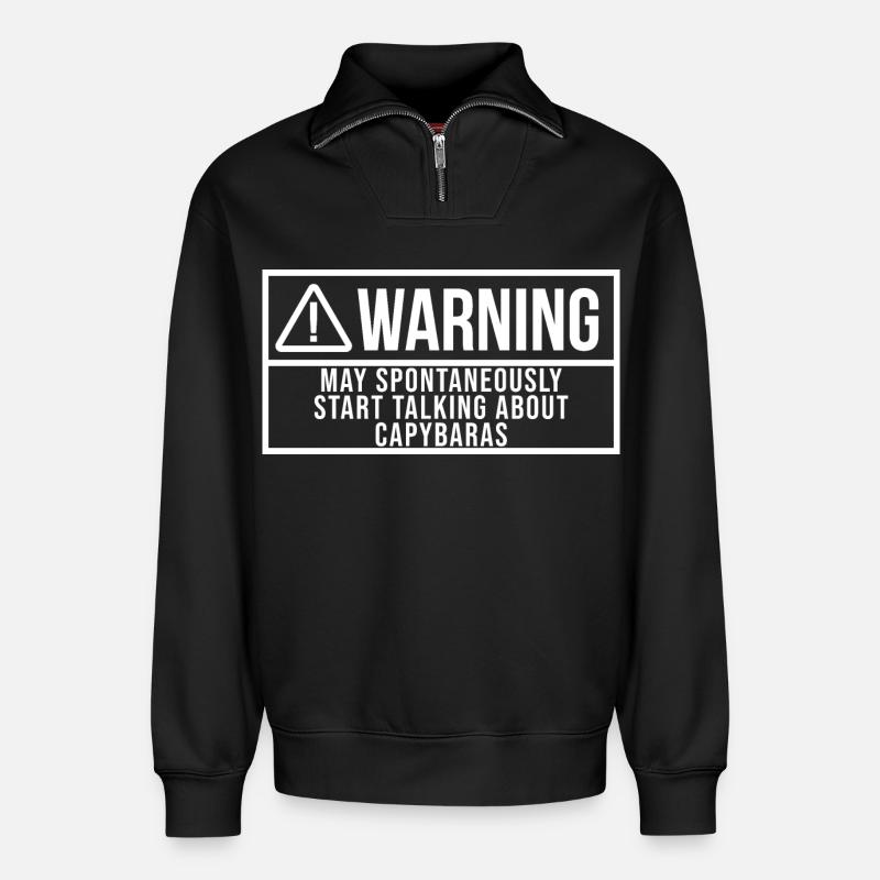 Capybara - Relaxed Unisex Organic Half Zip Sweatshirt – von SPREAD - Schwarz