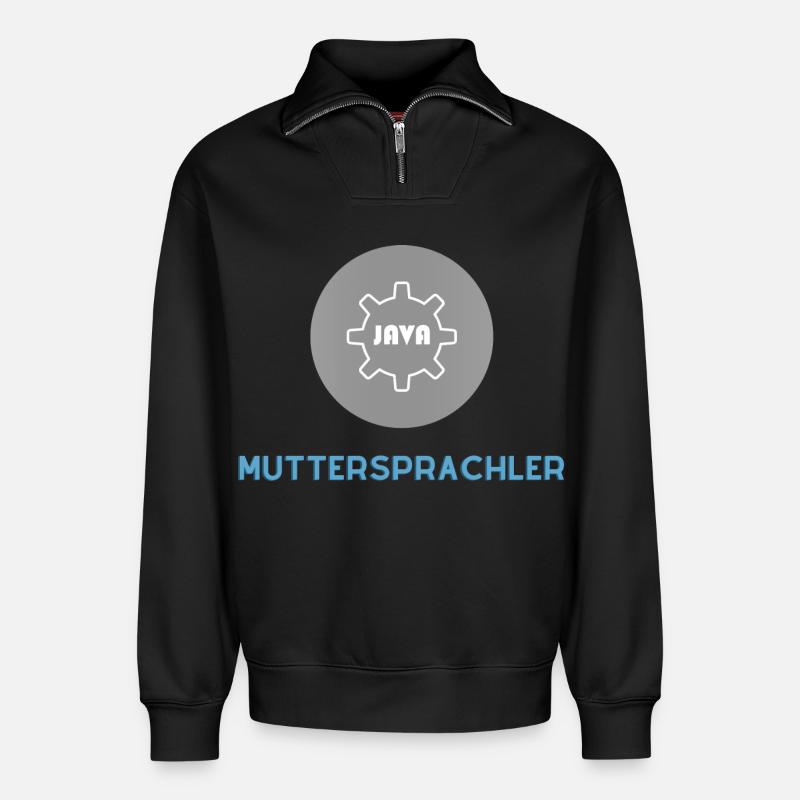 Locuteur natif : JavaScript Edition - Sweat unisexe décontracté en coton biologique à demi-zip – de SPREAD - noir