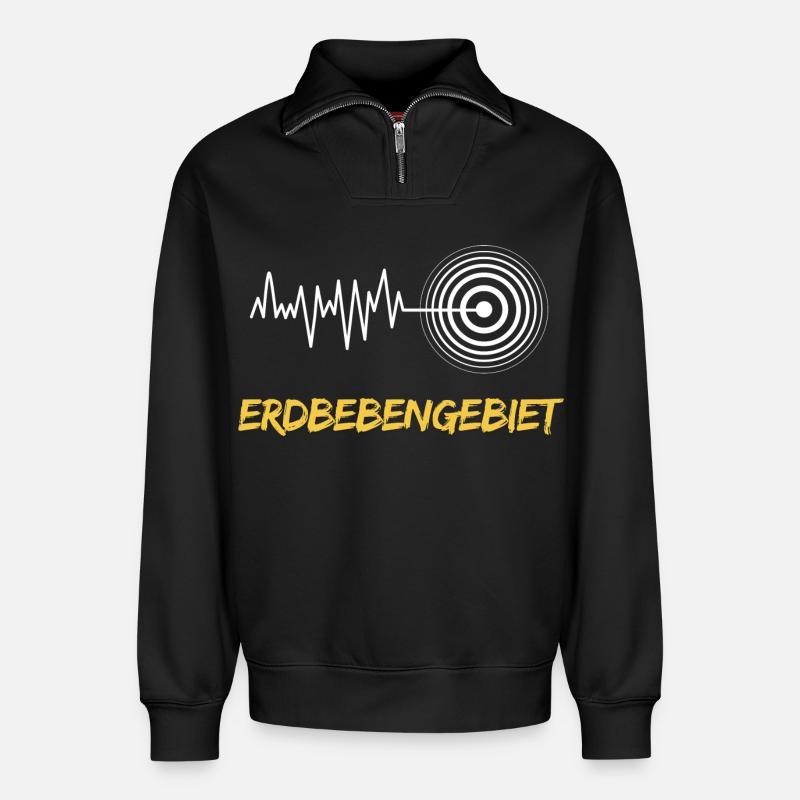 Erdbebengebiet Bewusstsein - Relaxed Unisex Organic Half Zip Sweatshirt – von SPREAD - Schwarz