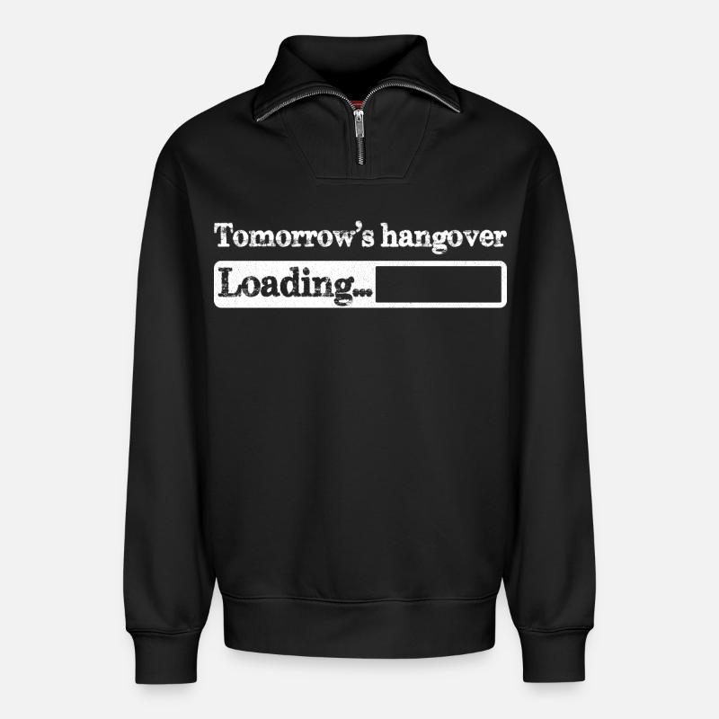 Tomorrow s hangover loading - Sweat unisexe décontracté en coton biologique à demi-zip – de SPREAD - noir