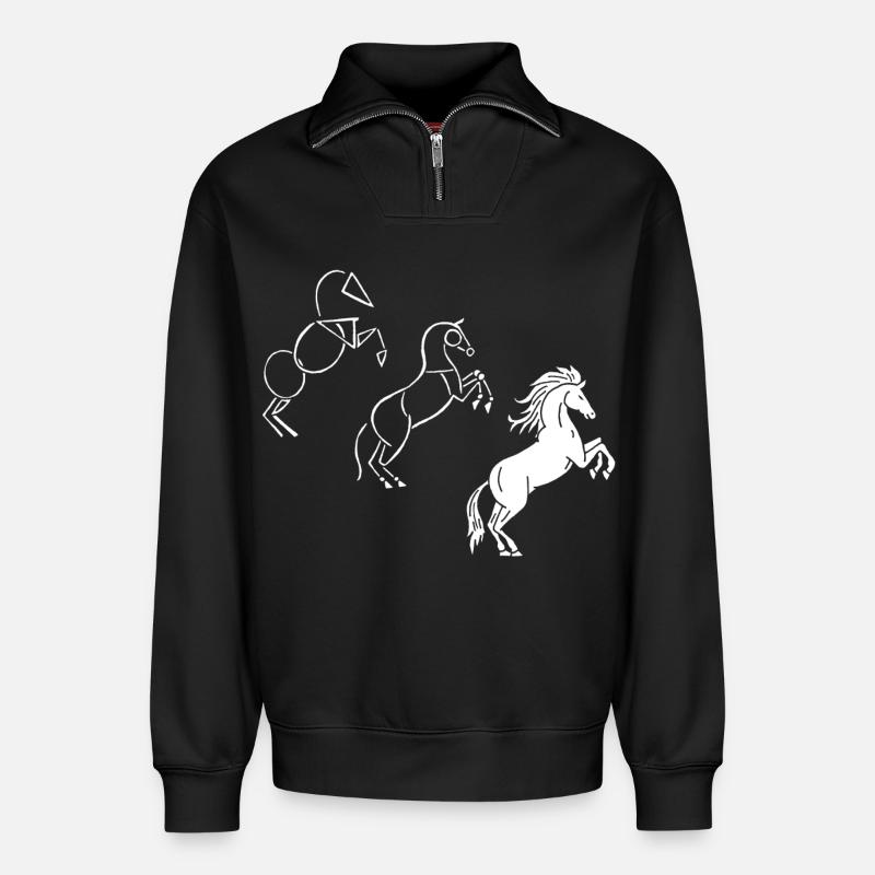 Zeichne mir ein weißes Pferd - Relaxed Unisex Organic Half Zip Sweatshirt – von SPREAD - Schwarz