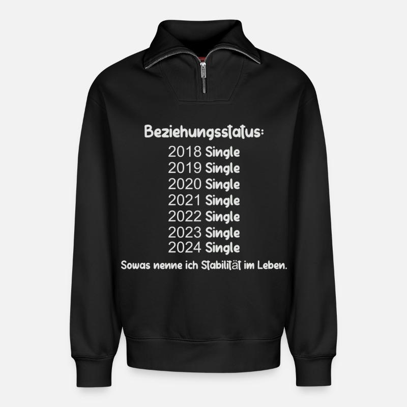 Statut de la relation Célibataire - Sweat unisexe décontracté en coton biologique à demi-zip – de SPREAD - noir