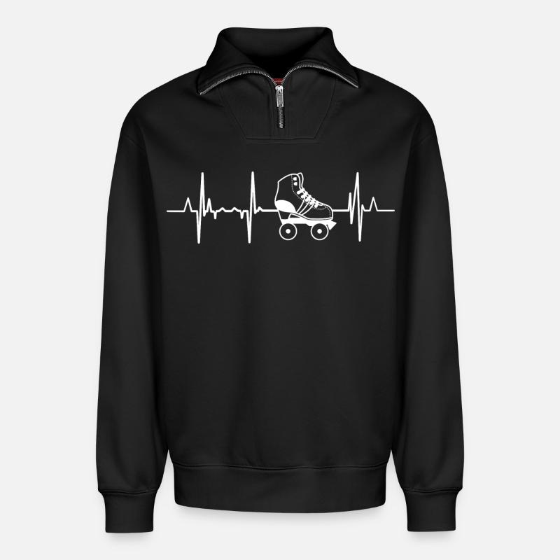 Rollerskates Herzschlag - Relaxed Unisex Organic Half Zip Sweatshirt – von SPREAD - Schwarz