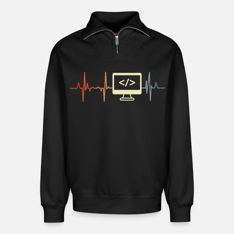 Ich liebe Programmieren - Relaxed Unisex Organic Half Zip Sweatshirt – von SPREAD - Schwarz