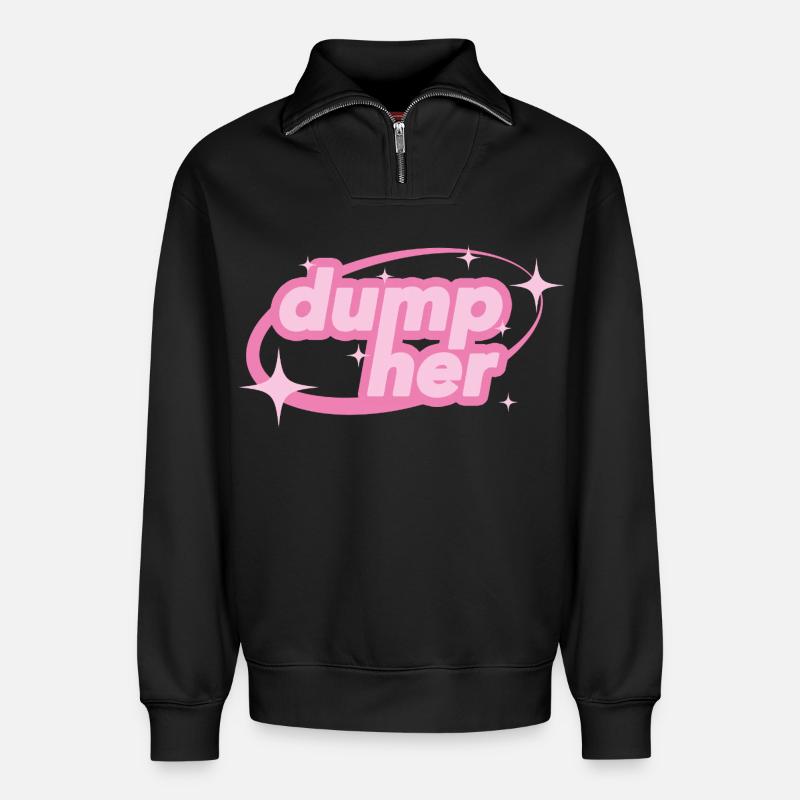 Dump Her – Y2K Statement - Relaxed Unisex Organic Half Zip Sweatshirt – von SPREAD - Schwarz