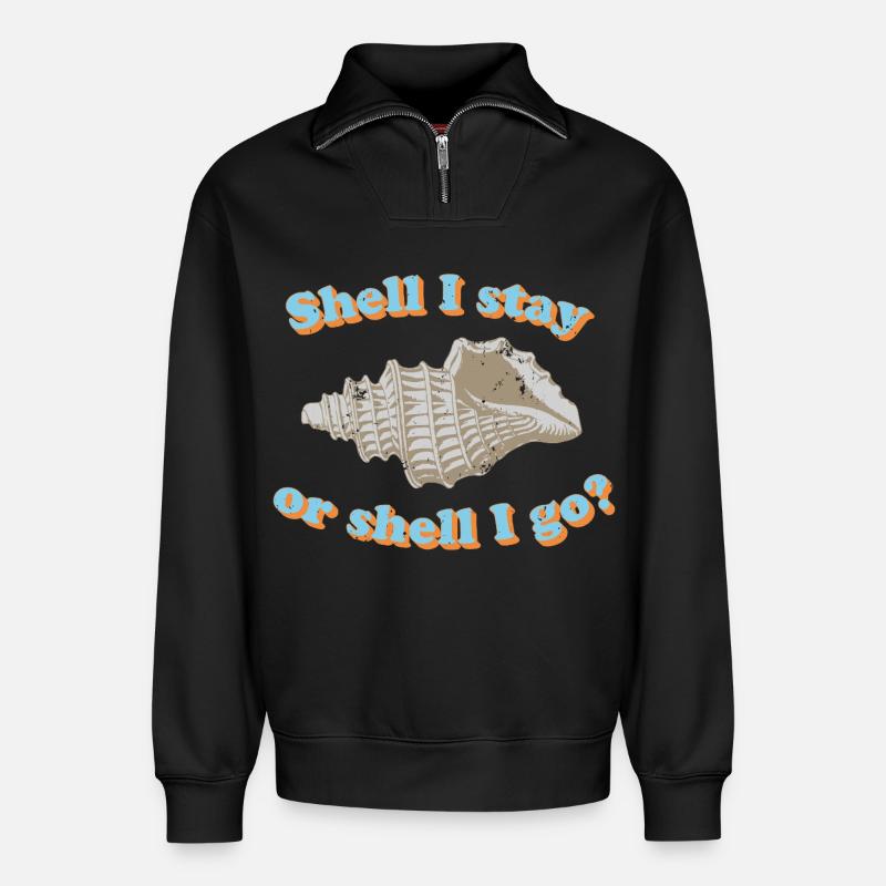 Shell or go? - Relaxed Unisex Organic Half Zip Sweatshirt – by SPREAD - black