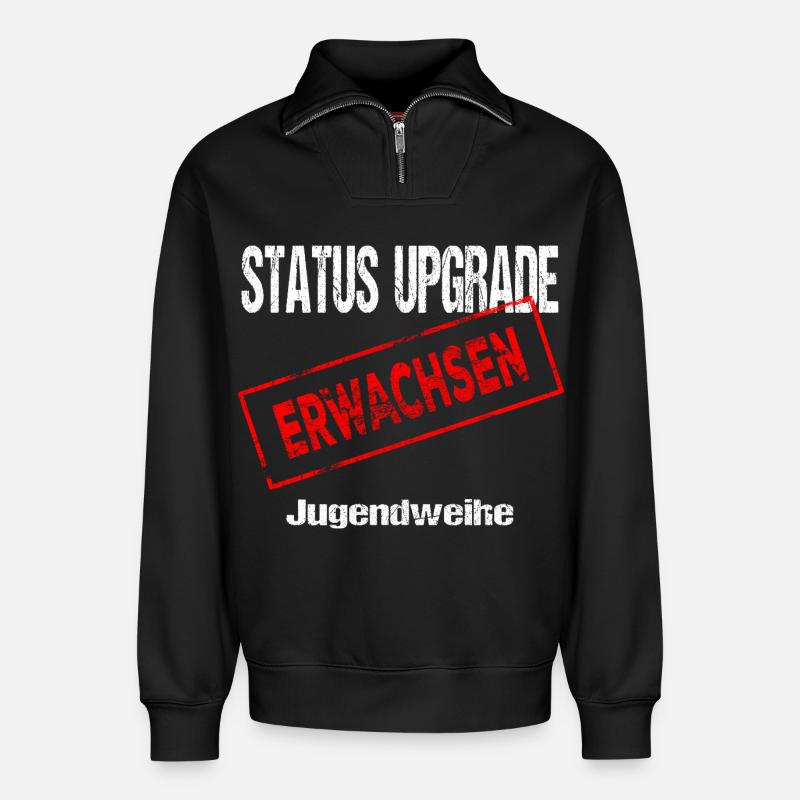 Jugendweihe - Jugendweihe 2026 - Relaxed Unisex Organic Half Zip Sweatshirt – von SPREAD - Schwarz
