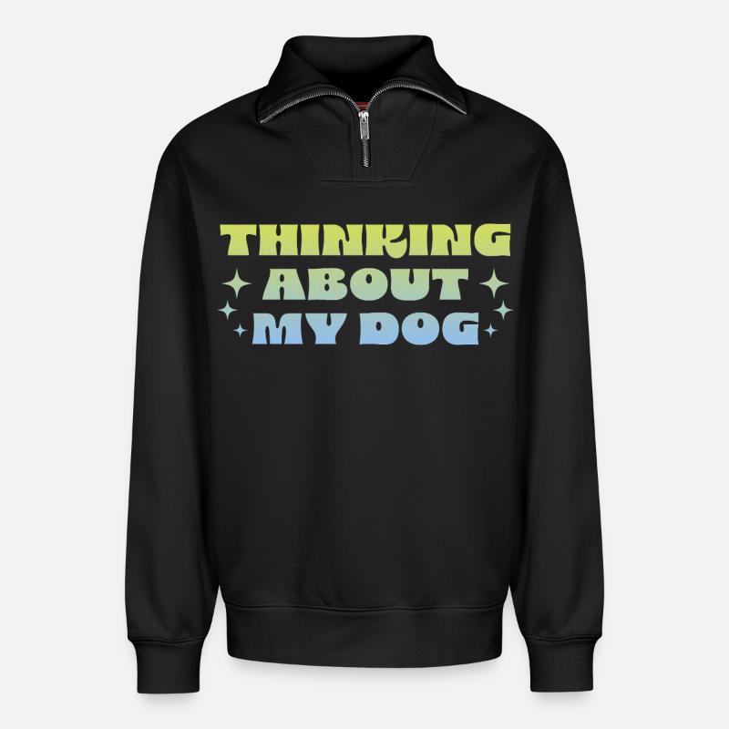 Thinking About My Dog - Relaxed Unisex Organic Half Zip Sweatshirt – von SPREAD - Schwarz