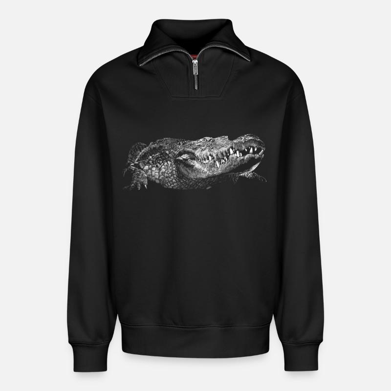 Crocodile - Sweat unisexe décontracté en coton biologique à demi-zip – de SPREAD - noir