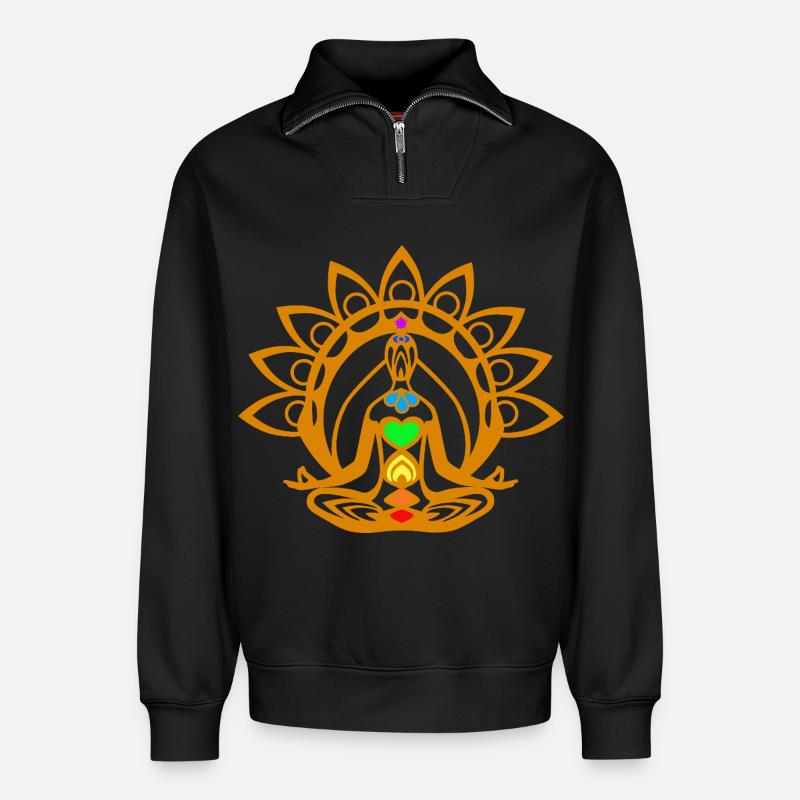 Chakra meditation - Relaxed Unisex Organic Half Zip Sweatshirt – von SPREAD - Schwarz