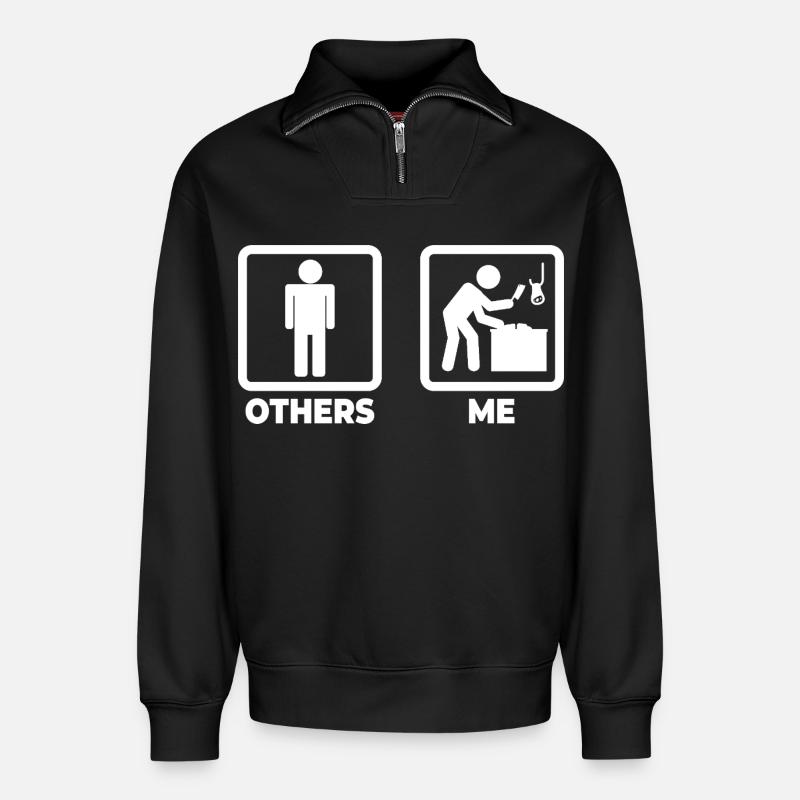 Ich als Metzger - Relaxed Unisex Organic Half Zip Sweatshirt – von SPREAD - Schwarz
