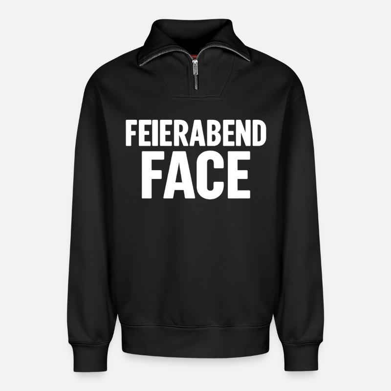 FEIERABEND FACE - Relaxed Unisex Organic Half Zip Sweatshirt – von SPREAD - Schwarz