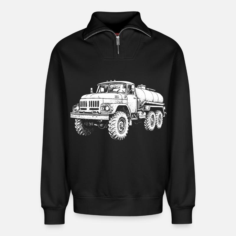 Schwerlast-Koloss Retro - Relaxed Unisex Organic Half Zip Sweatshirt – von SPREAD - Schwarz